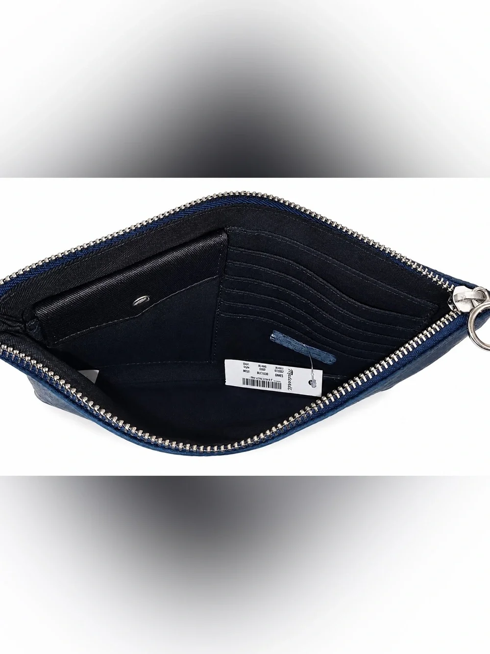 Madewell Black Distressed Leather Zip Pouch Clutch Wallet Organizer OS NWT